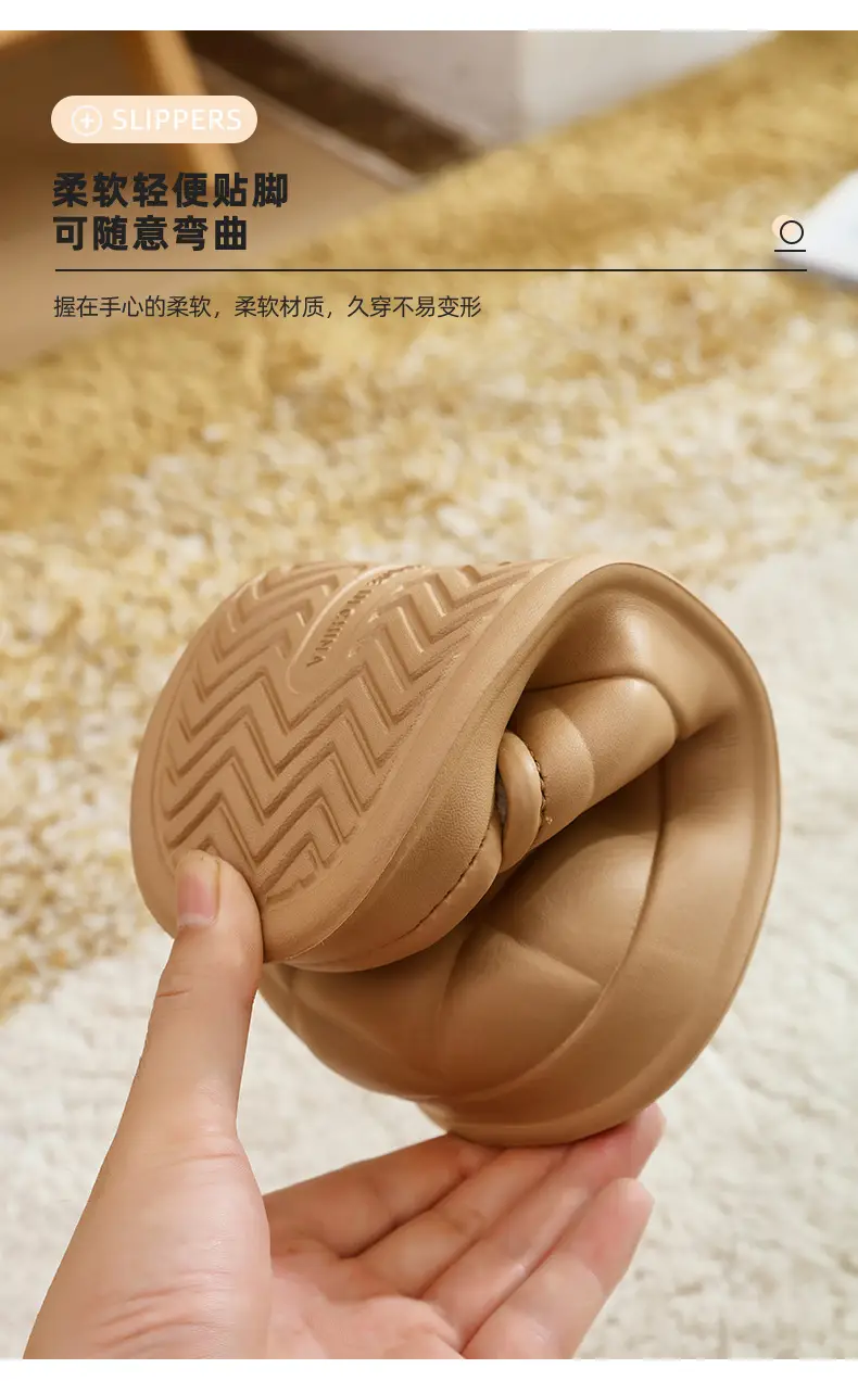 Waterproof Cotton Slippers with a Stepping-On-Poop Sensation, Fashionable Ribbed Design, Warm and Thickened Soft Sole Slippers, Cute and Suitable for Outdoor Wear, Eva Maternity Cotton Slippers — feature 8