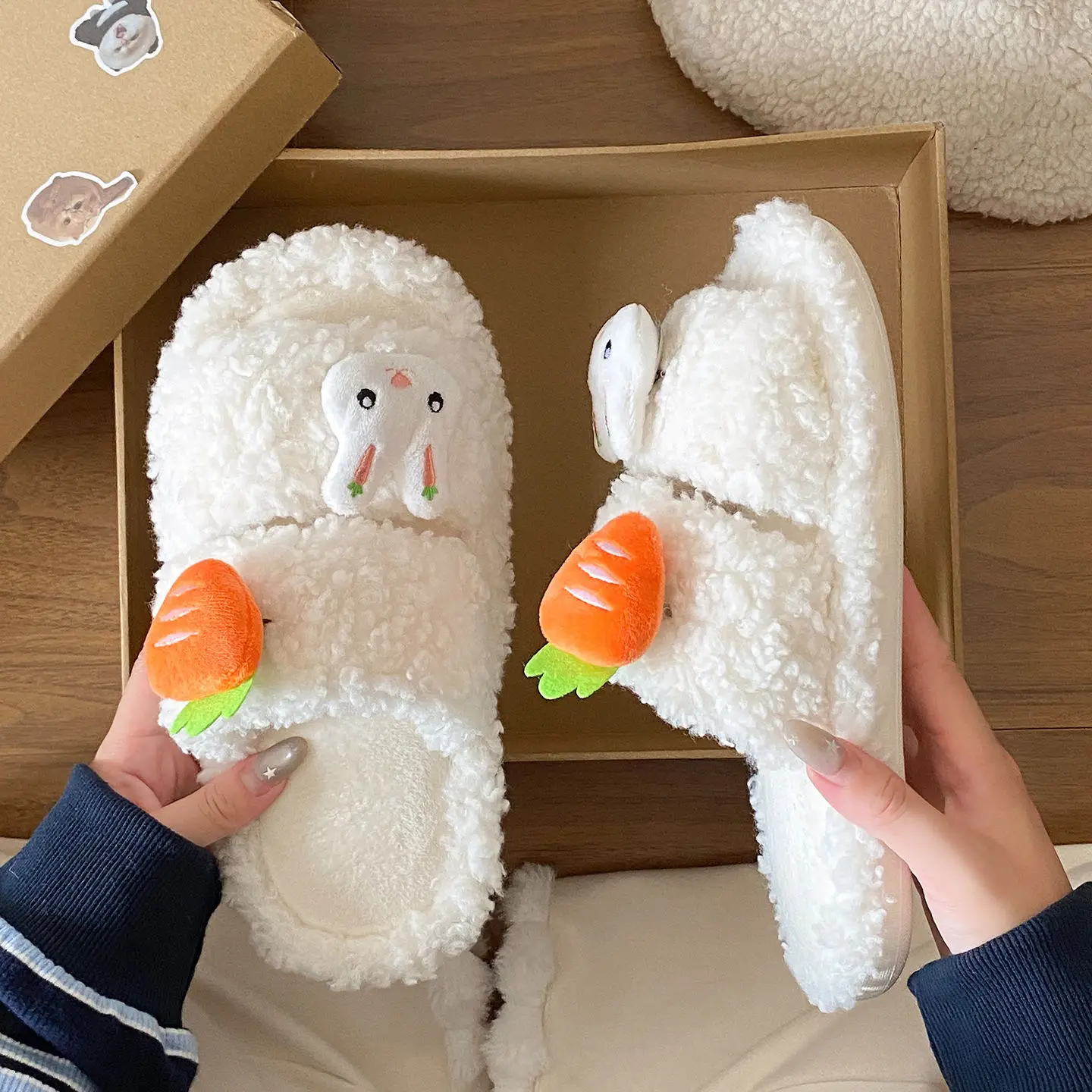 Cute Bunny Furry Cotton Slippers for Kids