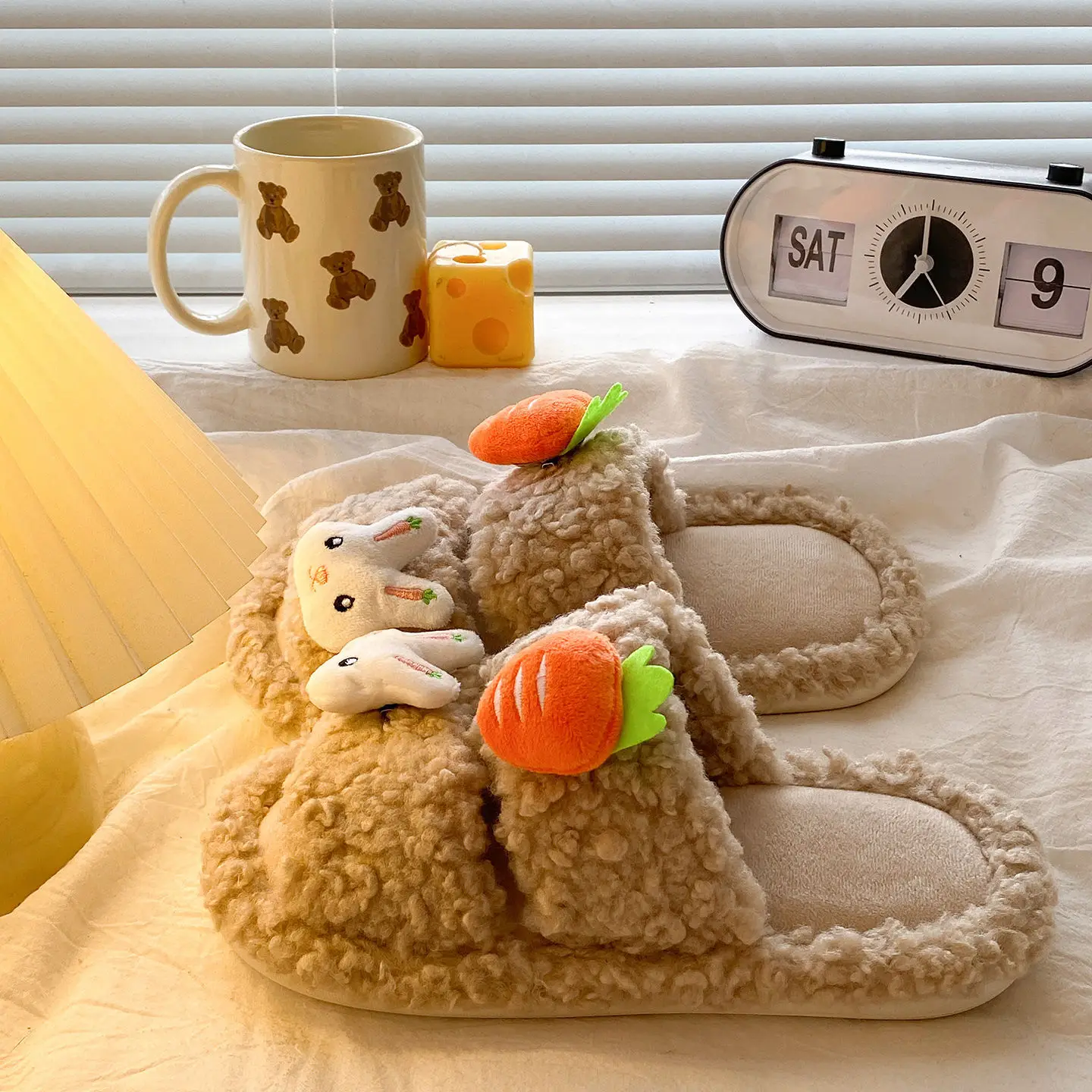 Cute Bunny Furry Cotton Slippers for Kids