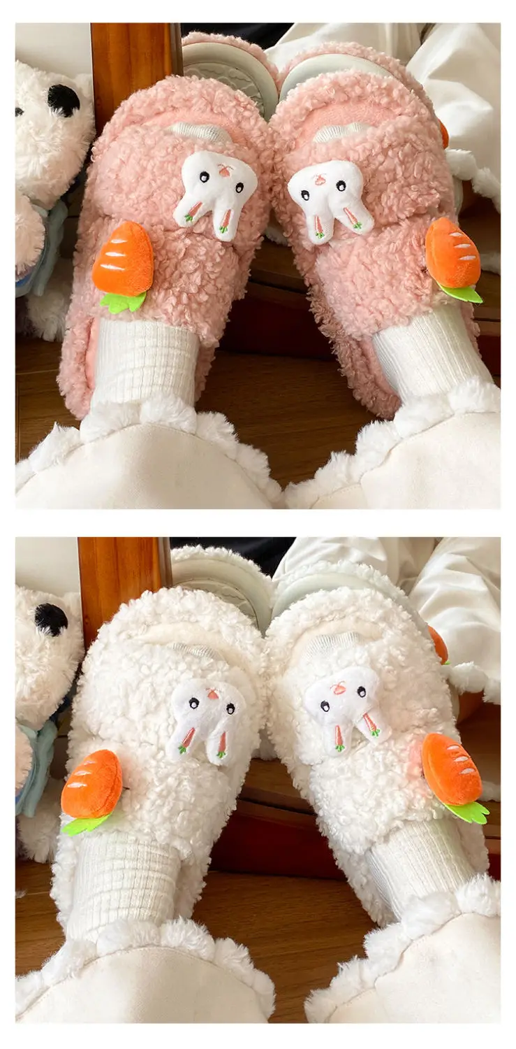 Cute Bunny Furry Cotton Slippers for Kids — feature 12