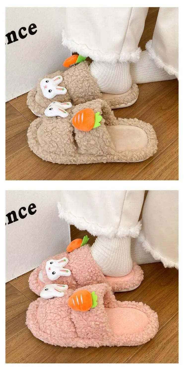 Cute Bunny Furry Cotton Slippers for Kids — feature 14