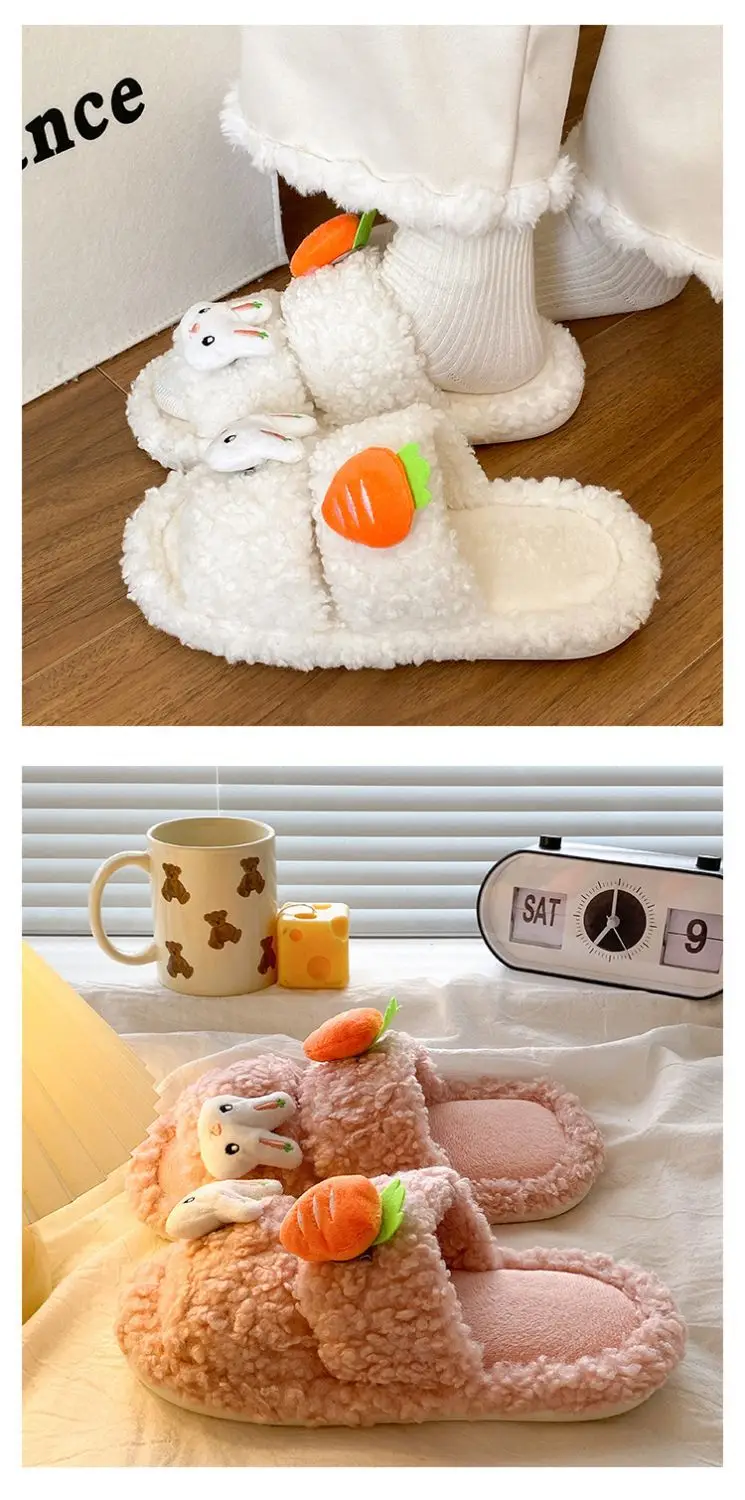 Cute Bunny Furry Cotton Slippers for Kids — feature 16