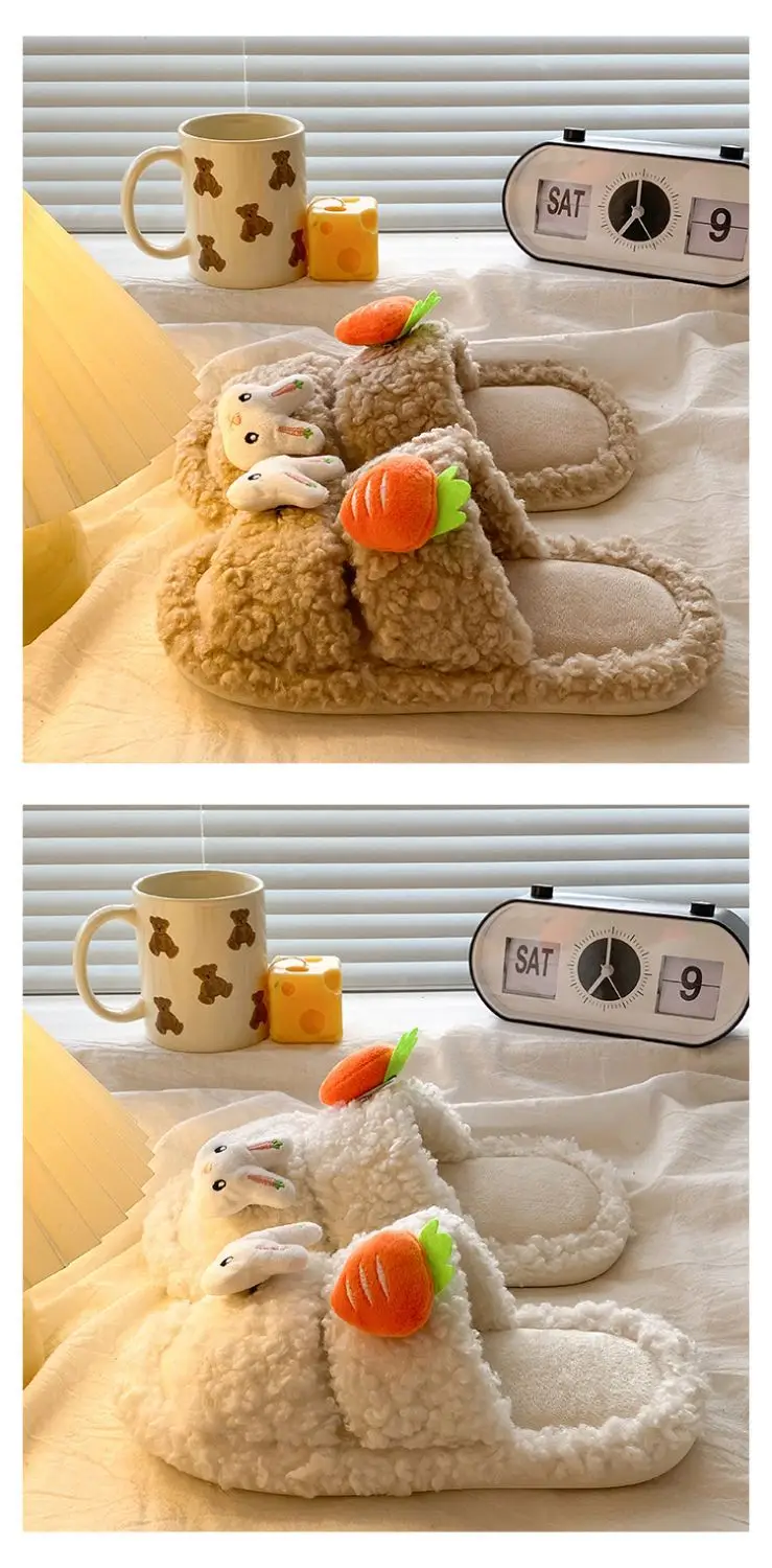 Cute Bunny Furry Cotton Slippers for Kids — feature 17