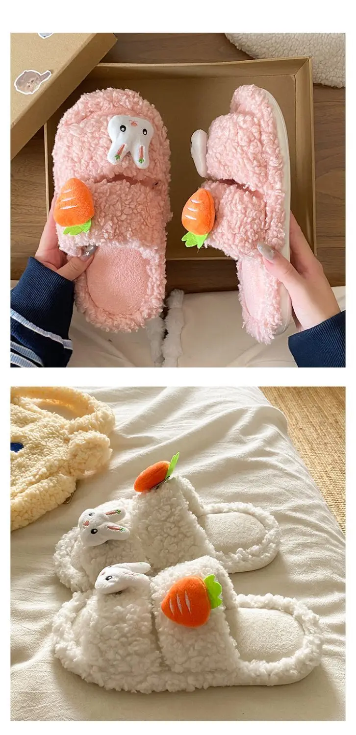 Cute Bunny Furry Cotton Slippers for Kids — feature 19