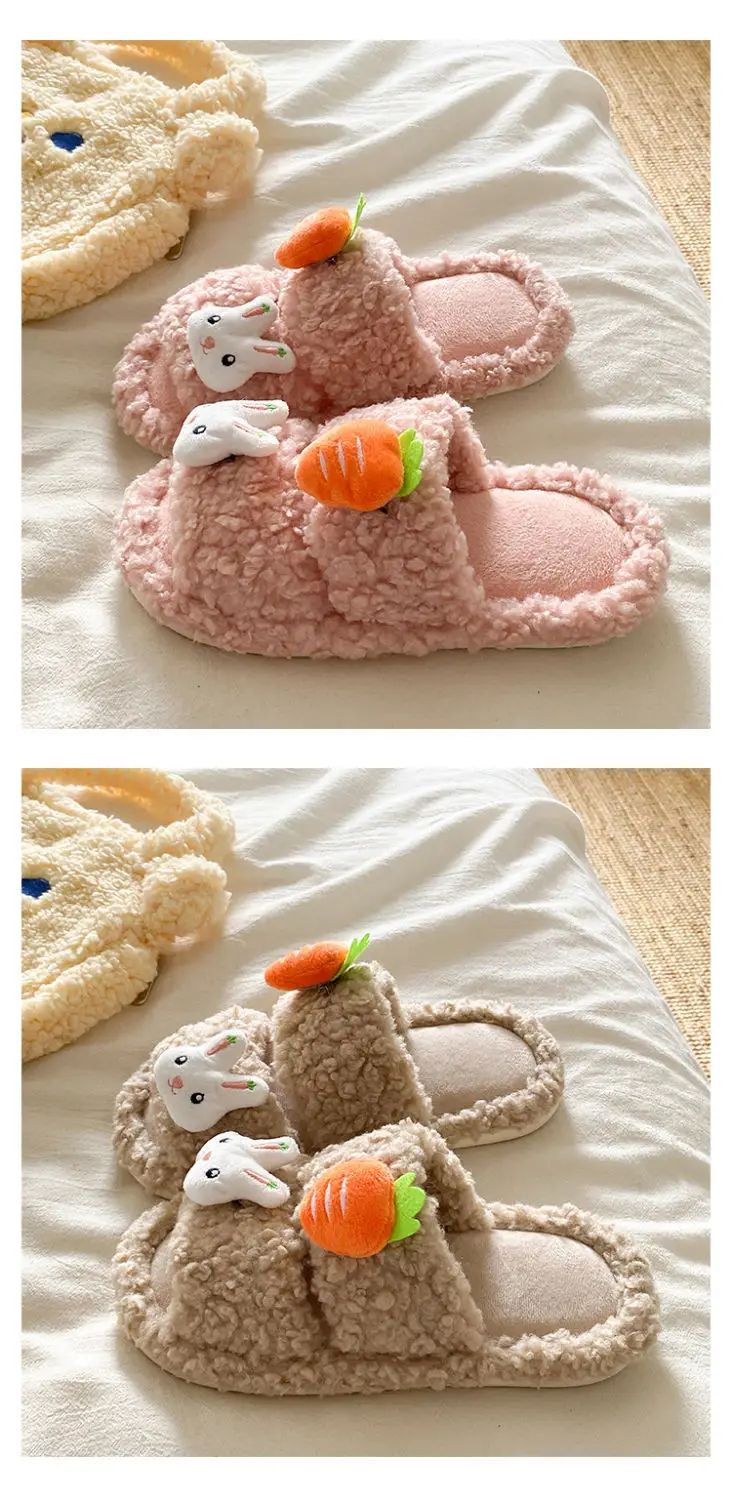 Cute Bunny Furry Cotton Slippers for Kids — feature 20