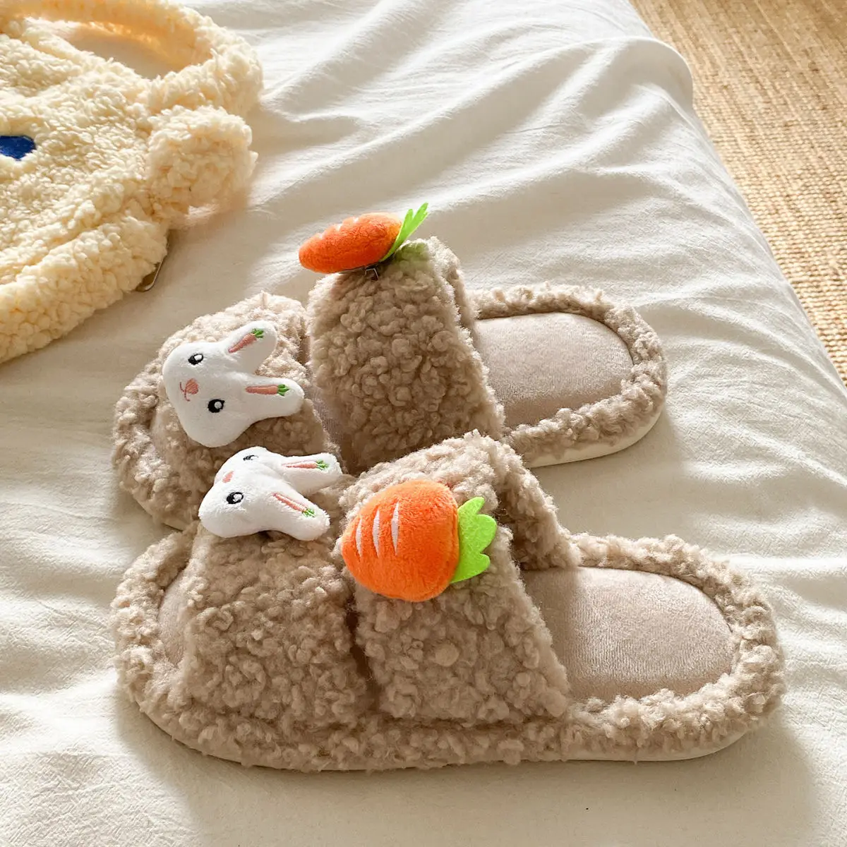 Cute Bunny Furry Cotton Slippers for Kids — feature 21