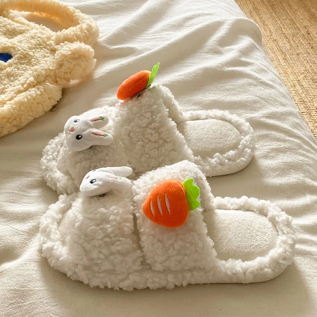 Cute Bunny Furry Cotton Slippers for Kids — feature 22