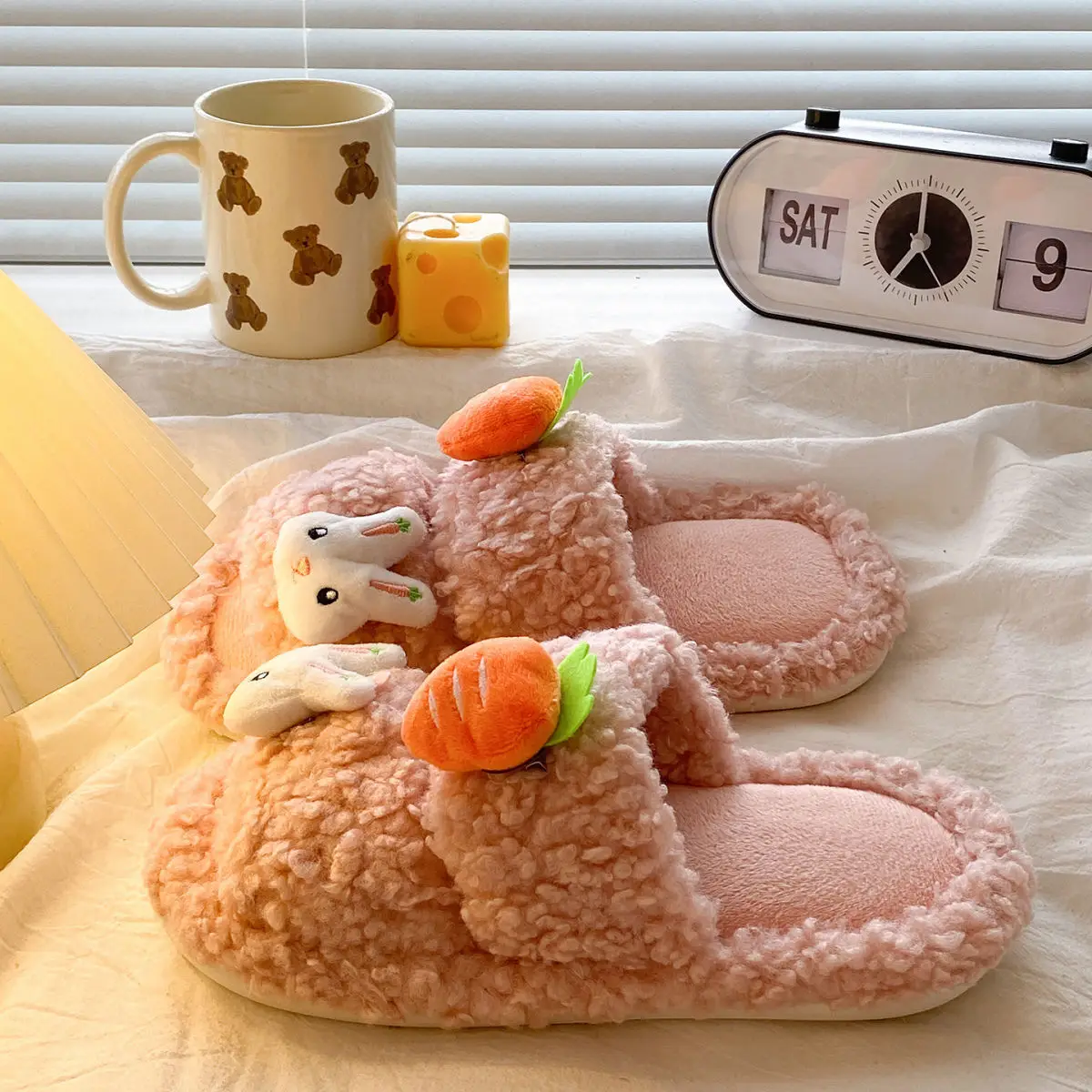 Cute Bunny Furry Cotton Slippers for Kids — feature 33
