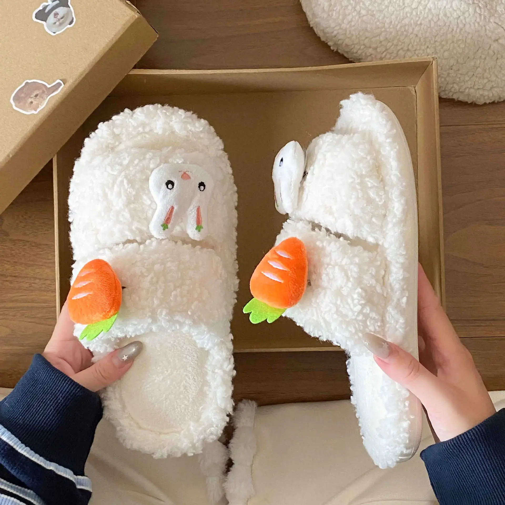 Cartoon Bunny Warm Cotton Flats for Students - Image 6