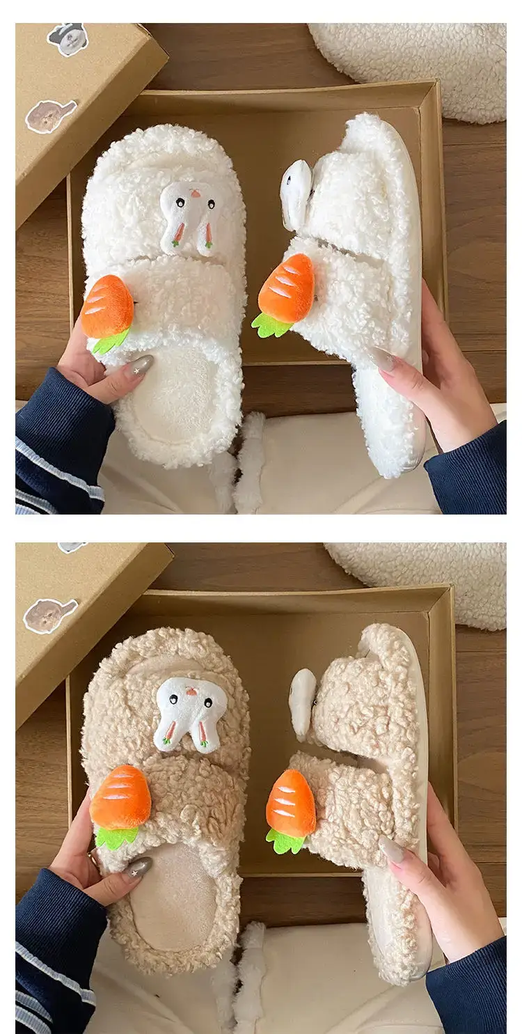 Cartoon Bunny Warm Cotton Flats for Students — feature 16