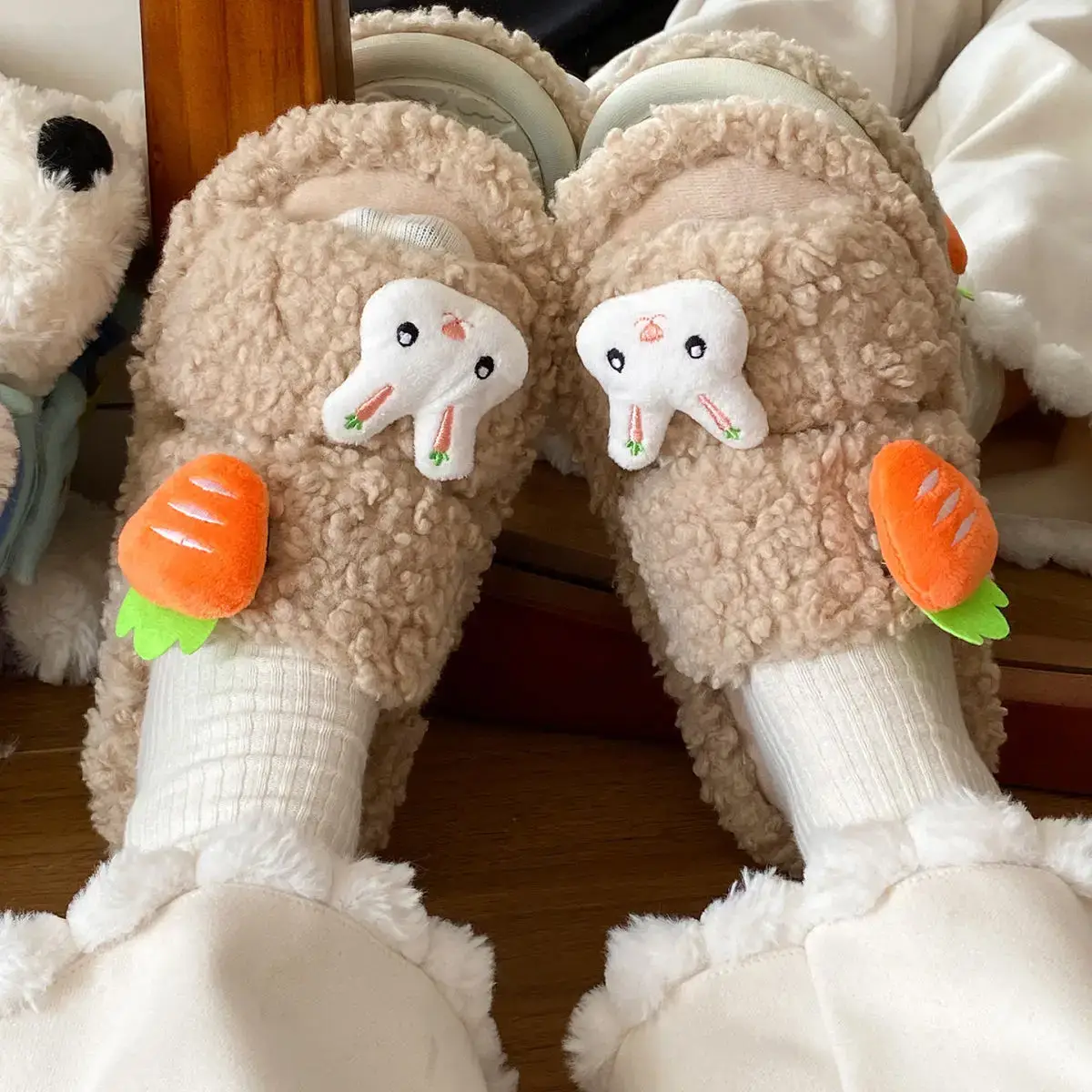 Cartoon Bunny Warm Cotton Flats for Students — feature 24