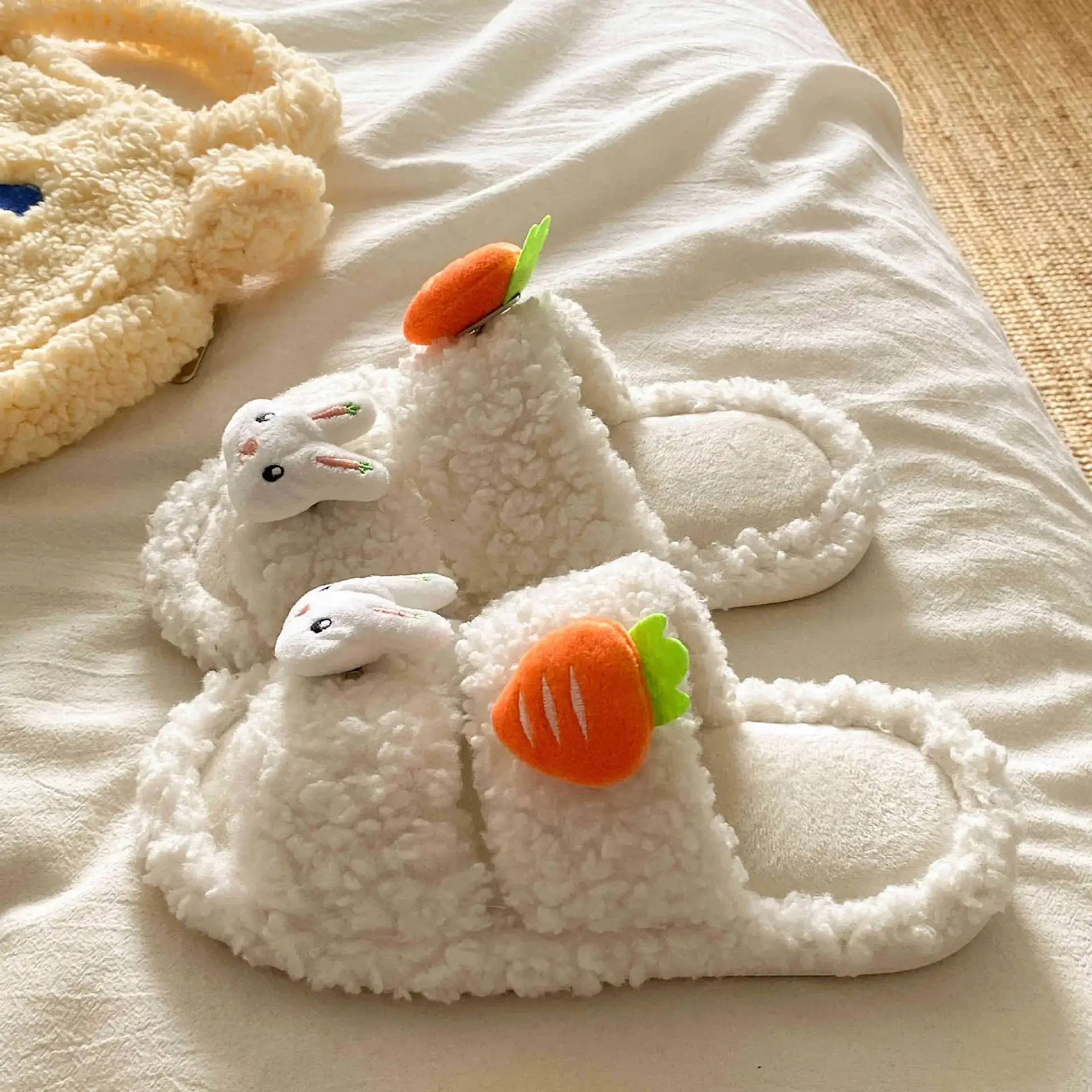 Cartoon Bunny Warm Cotton Flats for Students - Image 2