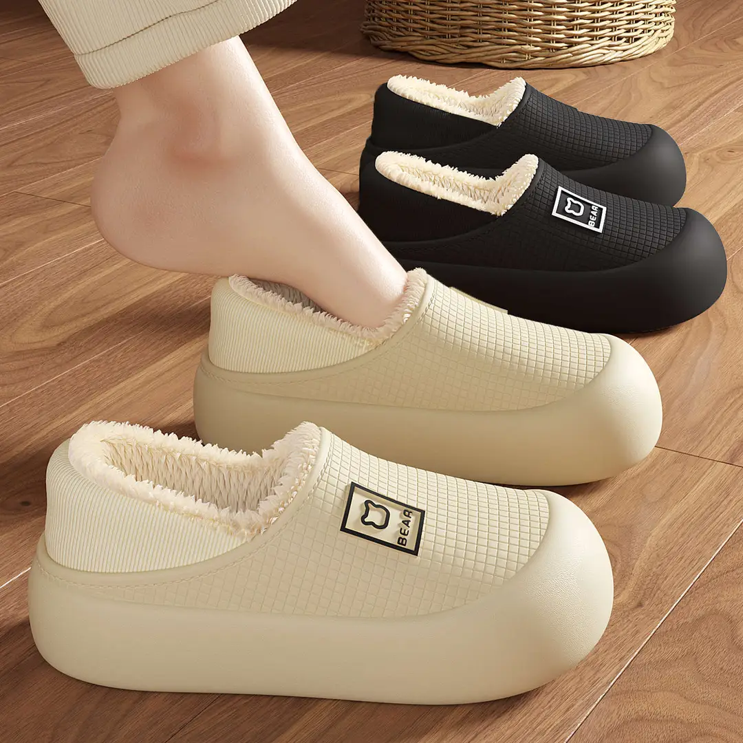 Women's Cotton Slippers 2025 New Autumn and Winter Indoor Home Closed-Back Eva Thick-Soled Plush Maternity Cotton Shoes Wholesale - Image 7
