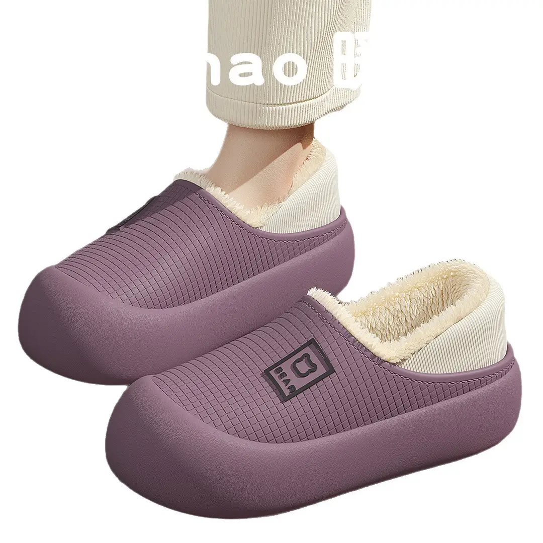 Women's Cotton Slippers 2025 New Autumn and Winter Indoor Home Closed-Back Eva Thick-Soled Plush Maternity Cotton Shoes Wholesale - Image 11