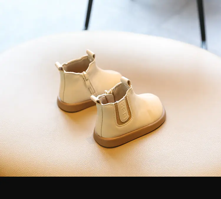 White Leather Short Boots for Baby Girls with Soft Sole — feature 10