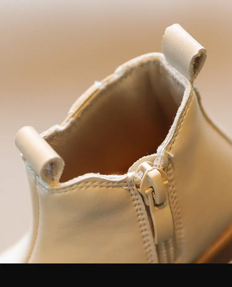 White Leather Short Boots for Baby Girls with Soft Sole — feature 19