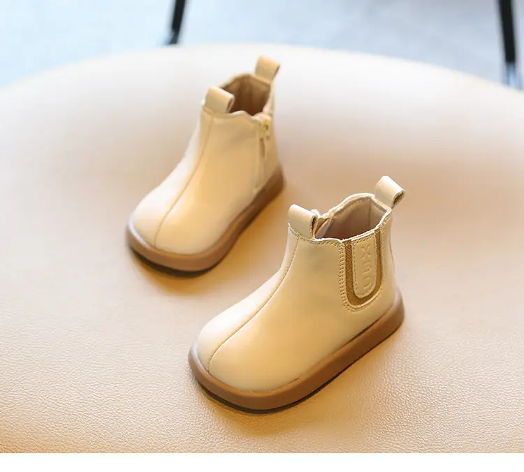 White Leather Short Boots for Baby Girls with Soft Sole — feature 2