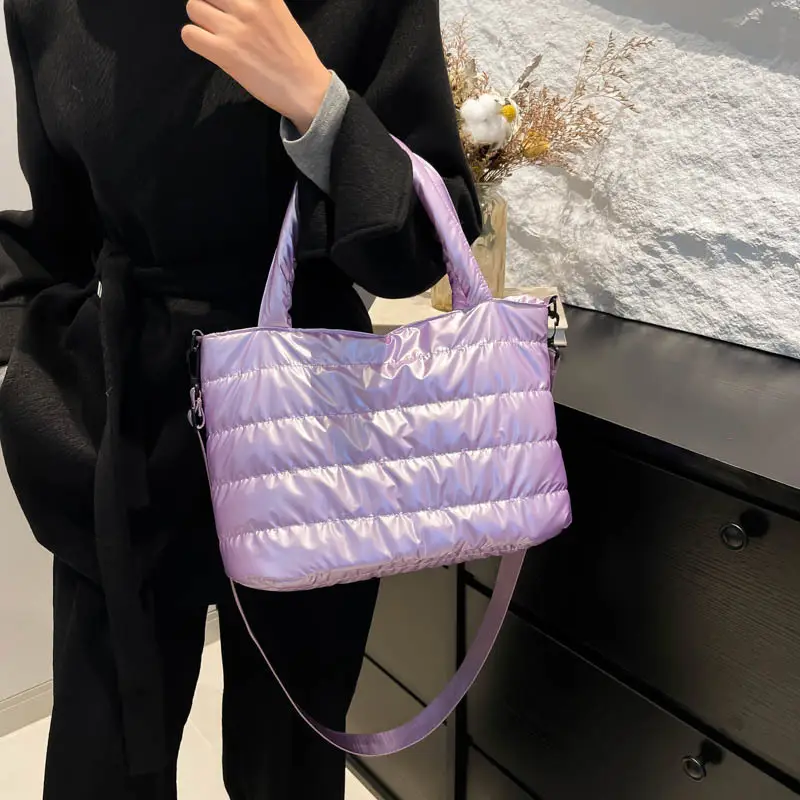 Glossy Pearlescent New Tote Bag Autumn Winter Large Capacity - Image 8