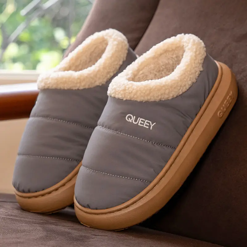 Cotton Slippers for Men, Winter Bags for Home and Indoor, Warm Thick-Soled Waterproof Plush Cotton Shoes for Women, Autumn and Winter Outer Wear - Image 6