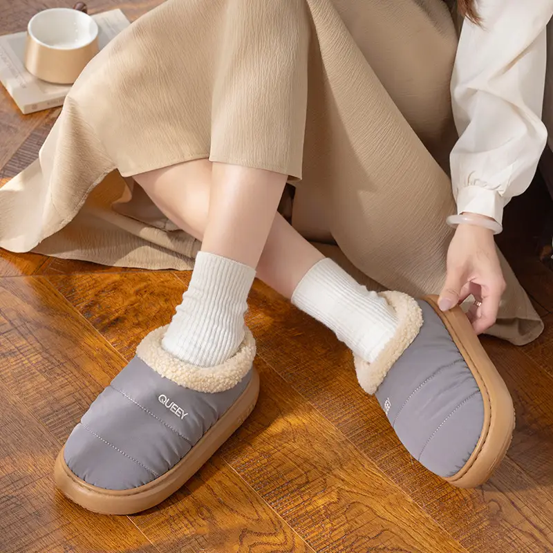 Cotton Slippers for Men, Winter Bags for Home and Indoor, Warm Thick-Soled Waterproof Plush Cotton Shoes for Women, Autumn and Winter Outer Wear - Image 9