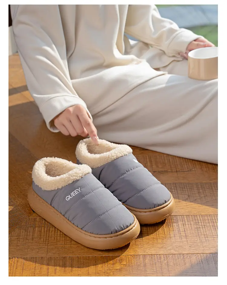 Cotton Slippers for Men, Winter Bags for Home and Indoor, Warm Thick-Soled Waterproof Plush Cotton Shoes for Women, Autumn and Winter Outer Wear — feature 33