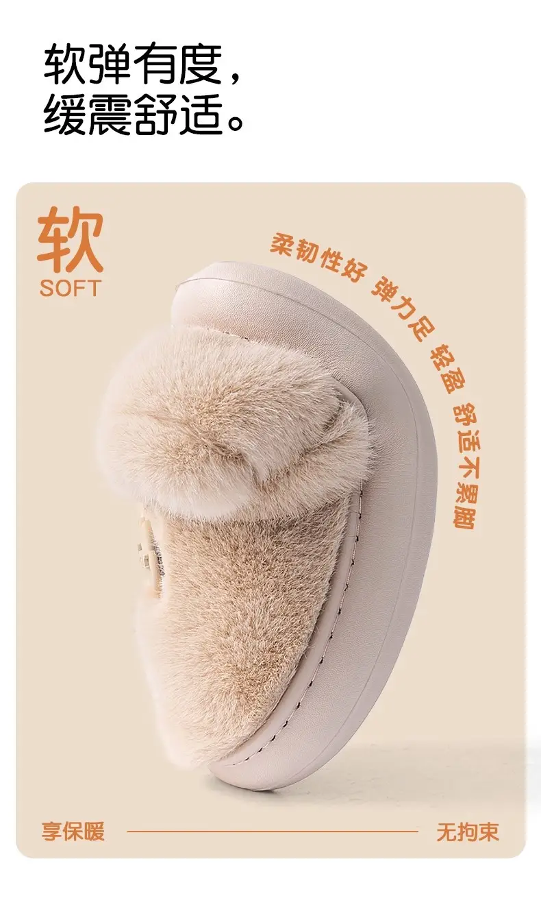 Furry Bag Heel Cotton Slippers for Men Women Winter Warm Non-Slip — feature 6