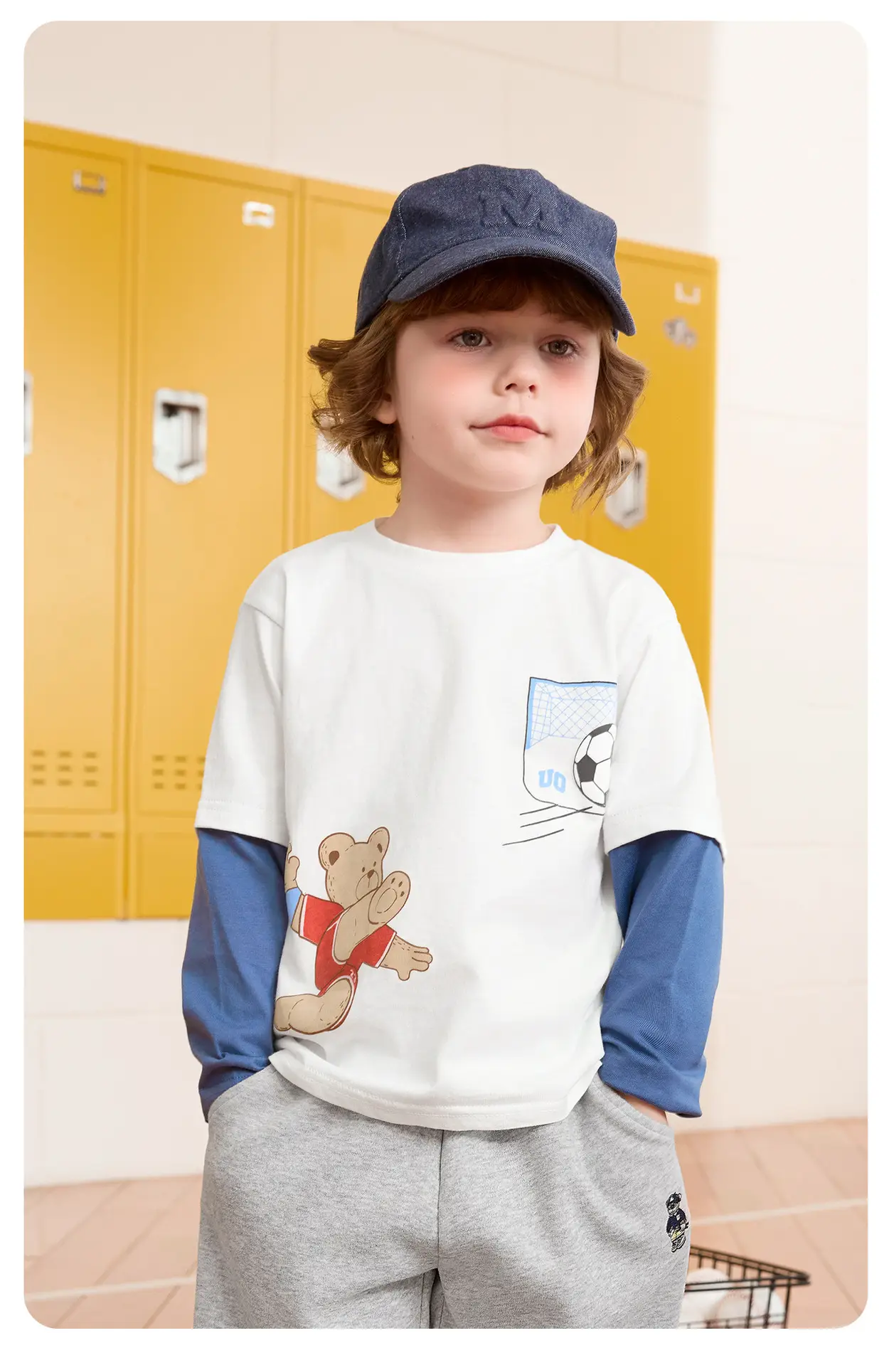 Boys Bear Two-Piece T-Shirt Set Cotton Grey Pants Autumn 2025 — feature 13