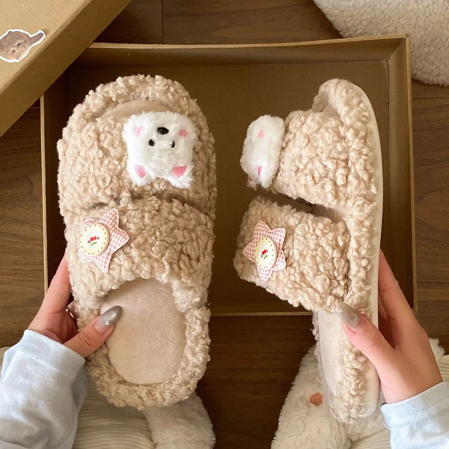 Winter Furry Cartoon Puppy Flats for Women - Image 4