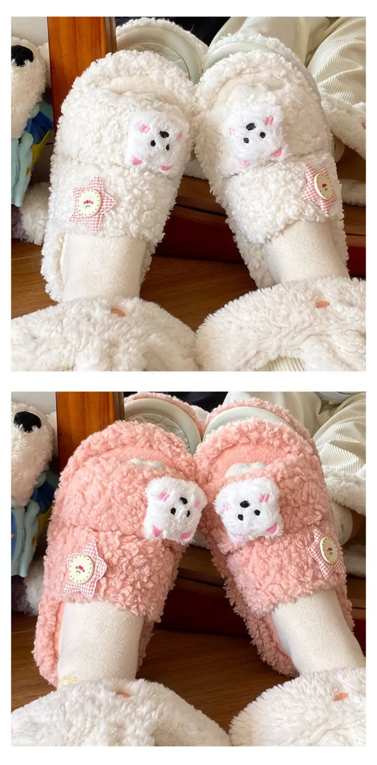 Winter Furry Cartoon Puppy Flats for Women — feature 12