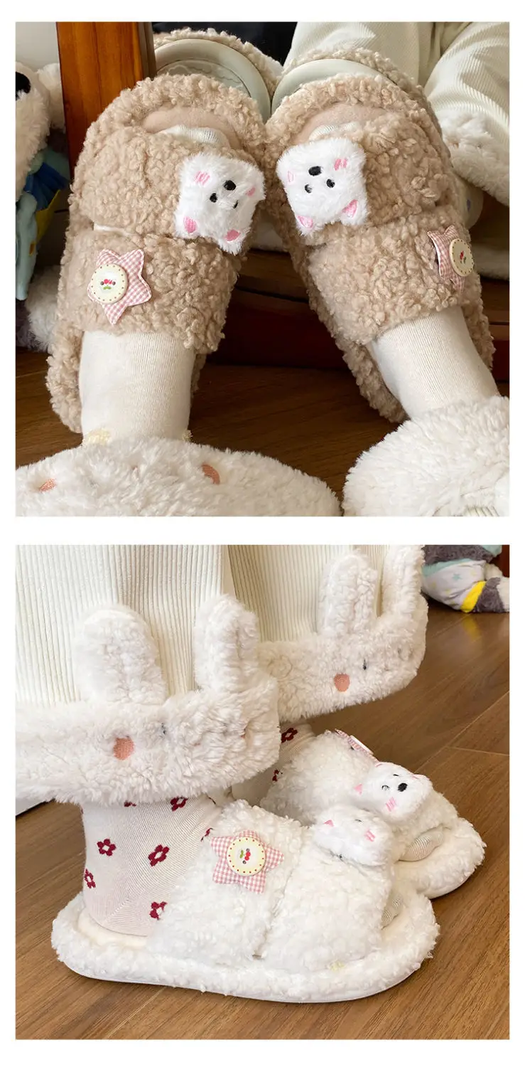 Winter Furry Cartoon Puppy Flats for Women — feature 13