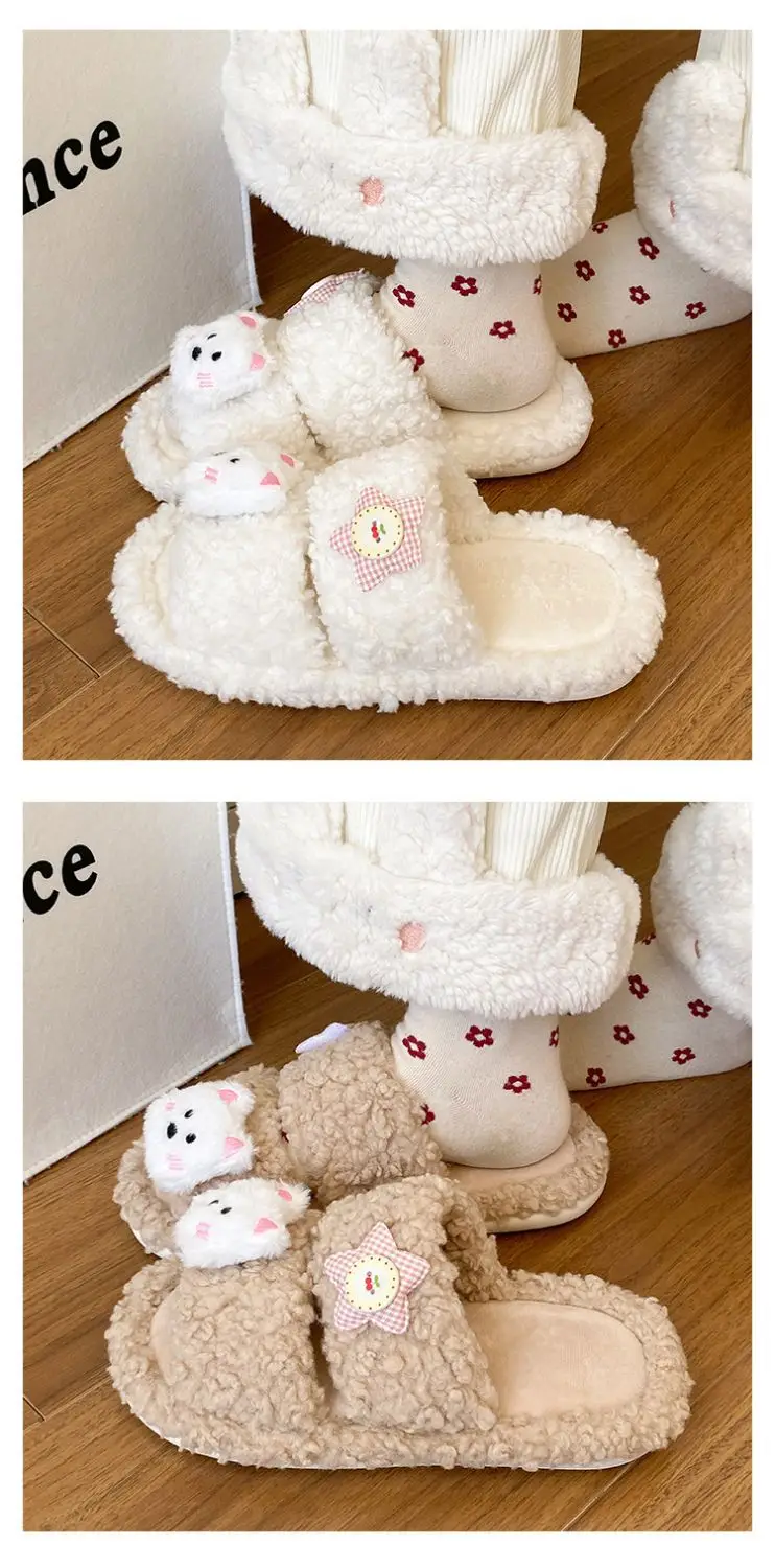 Winter Furry Cartoon Puppy Flats for Women — feature 14