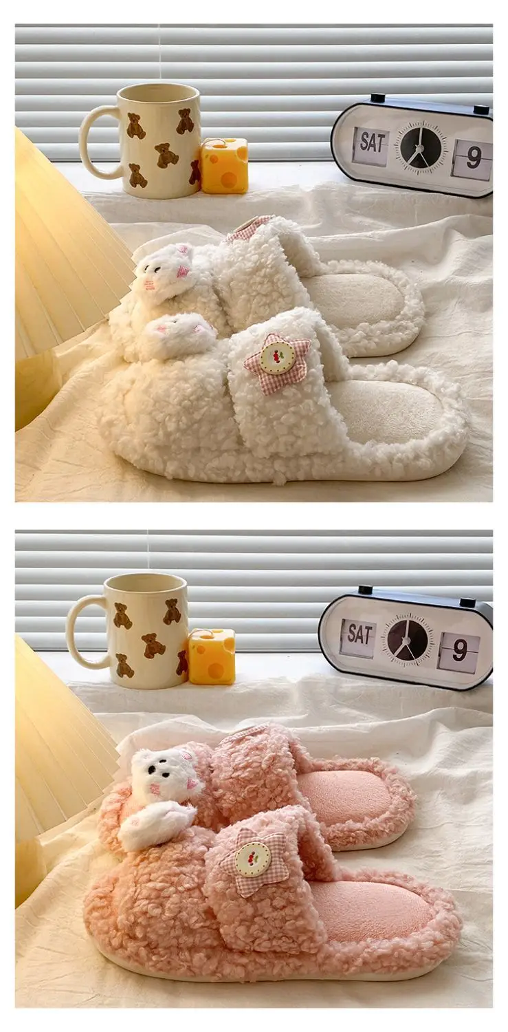 Winter Furry Cartoon Puppy Flats for Women — feature 17