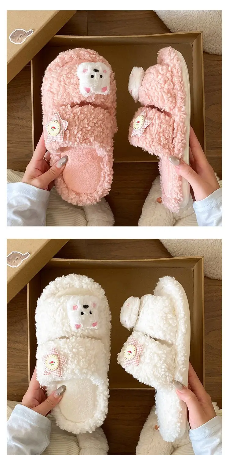 Winter Furry Cartoon Puppy Flats for Women — feature 18