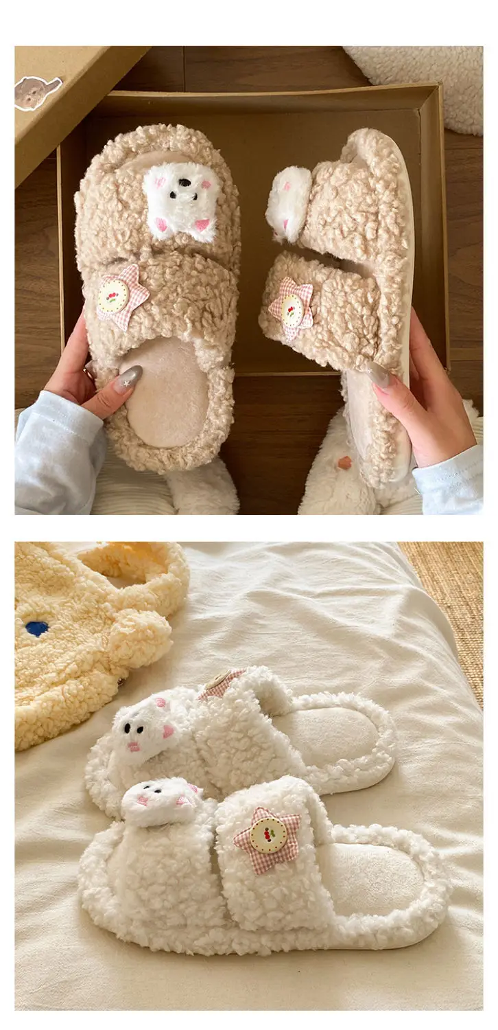 Winter Furry Cartoon Puppy Flats for Women — feature 19
