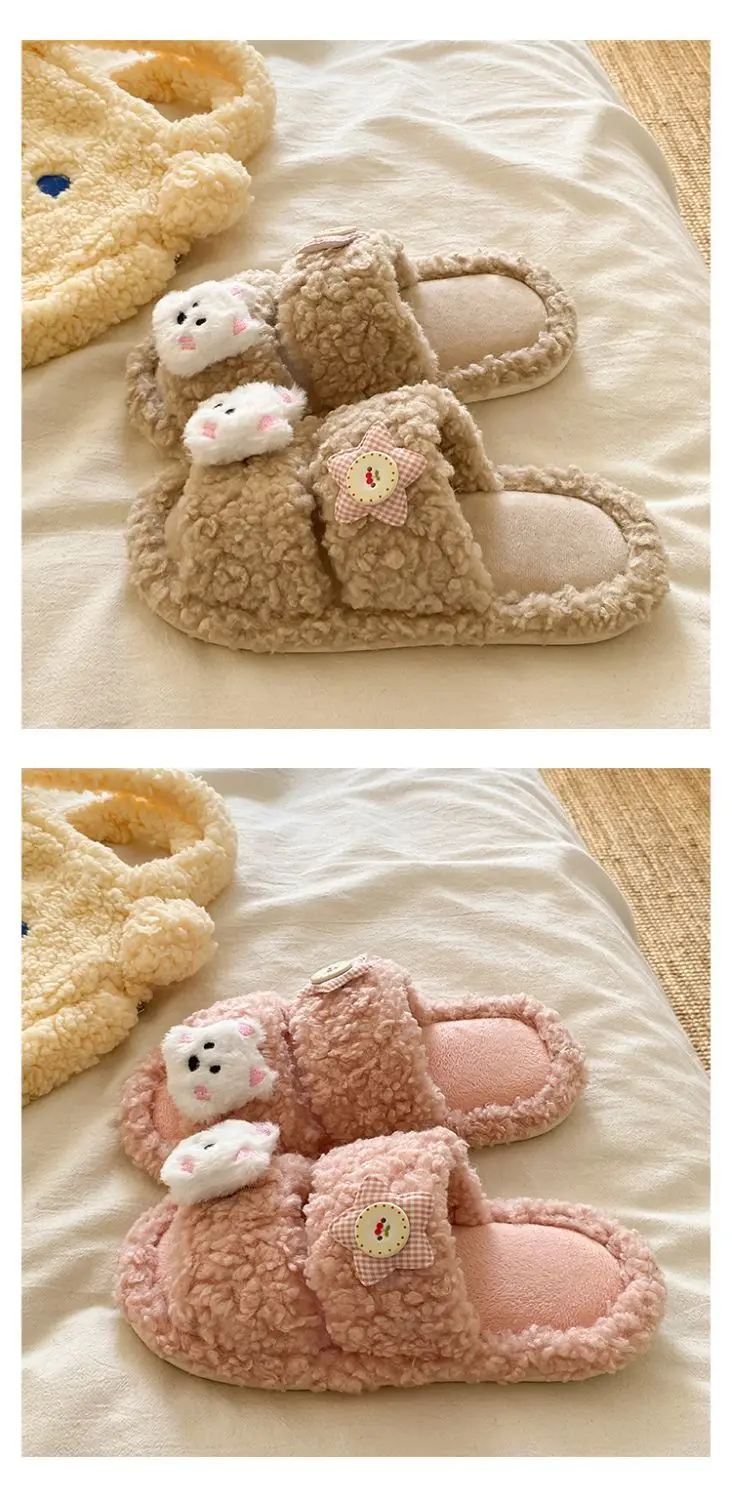 Winter Furry Cartoon Puppy Flats for Women — feature 20