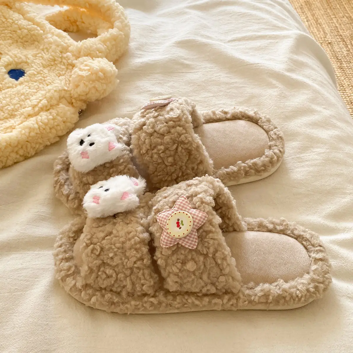 Winter Furry Cartoon Puppy Flats for Women — feature 22