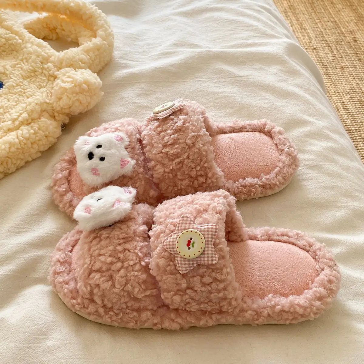 Winter Furry Cartoon Puppy Flats for Women — feature 23