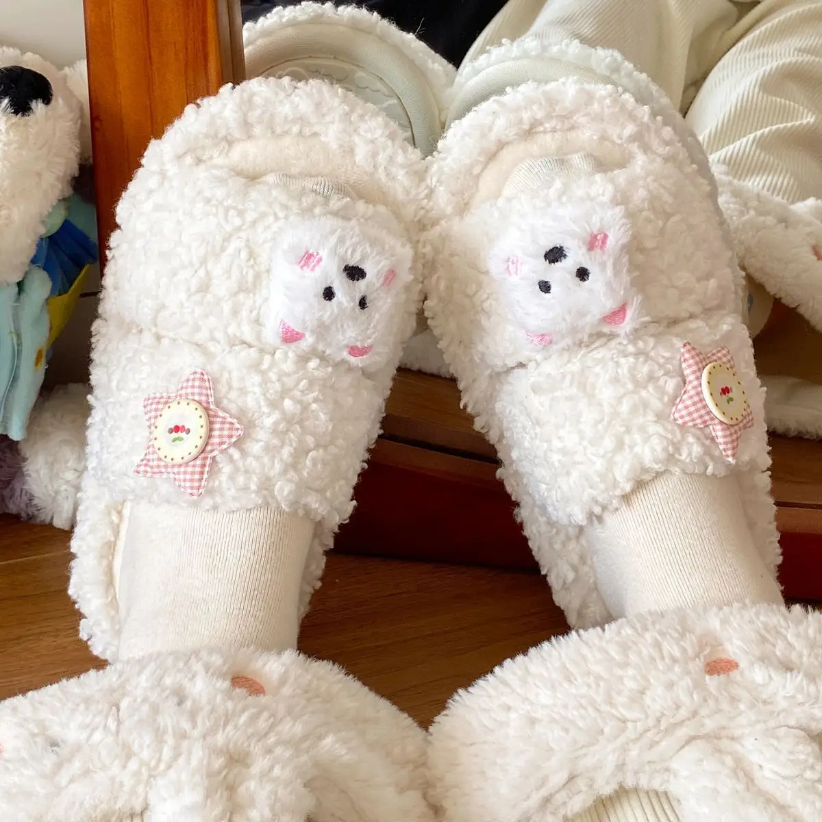 Winter Furry Cartoon Puppy Flats for Women — feature 24