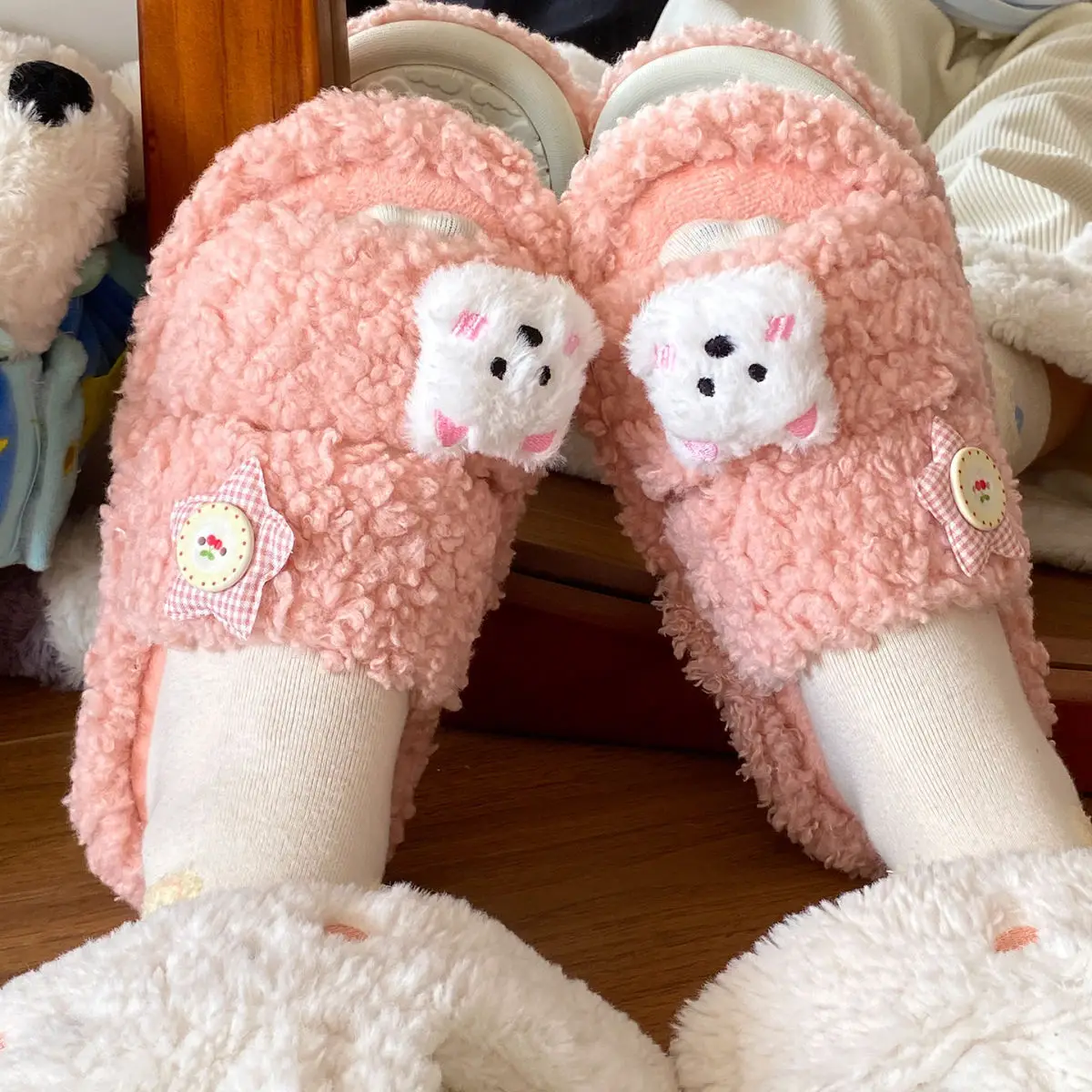 Winter Furry Cartoon Puppy Flats for Women — feature 25