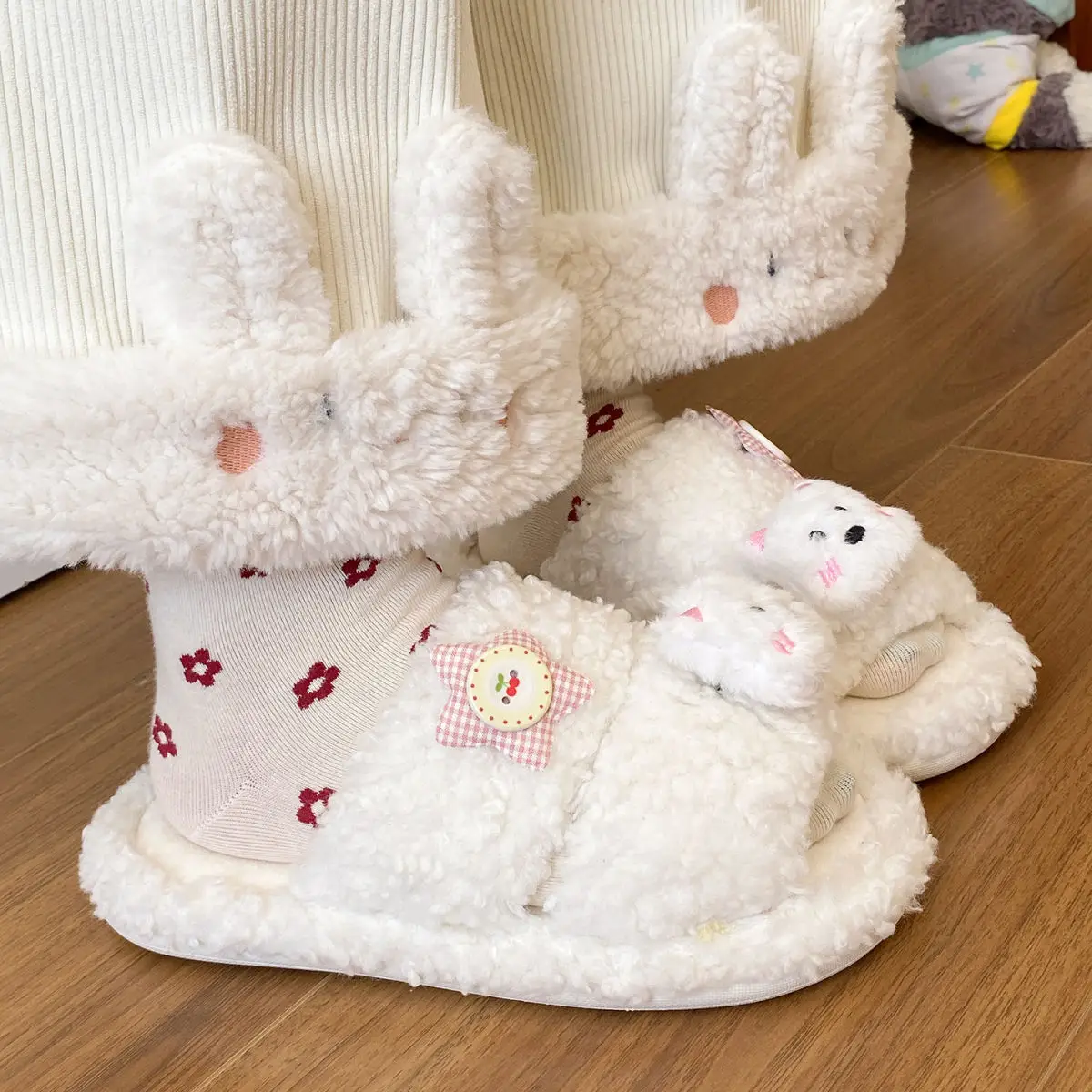 Winter Furry Cartoon Puppy Flats for Women — feature 27