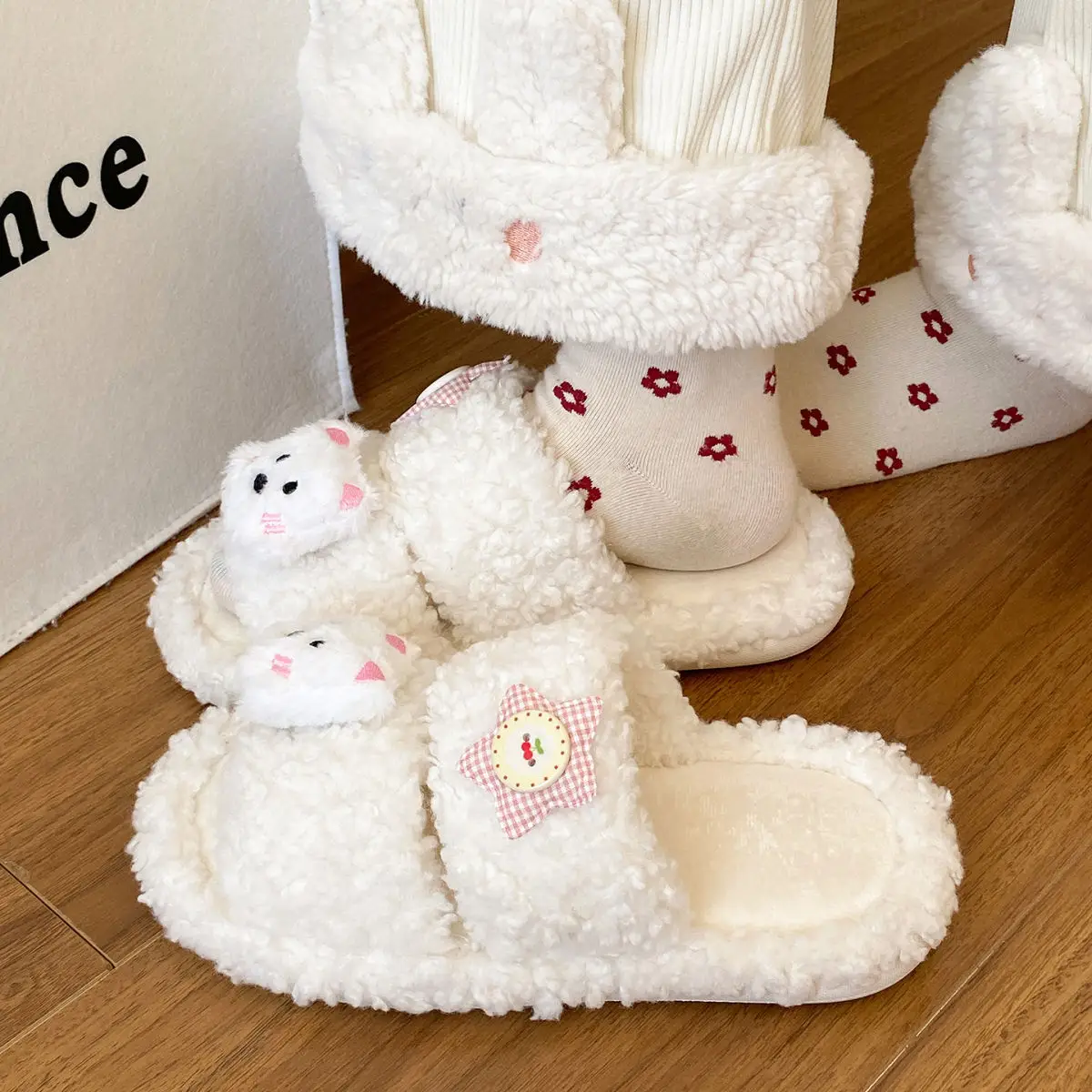 Winter Furry Cartoon Puppy Flats for Women — feature 28