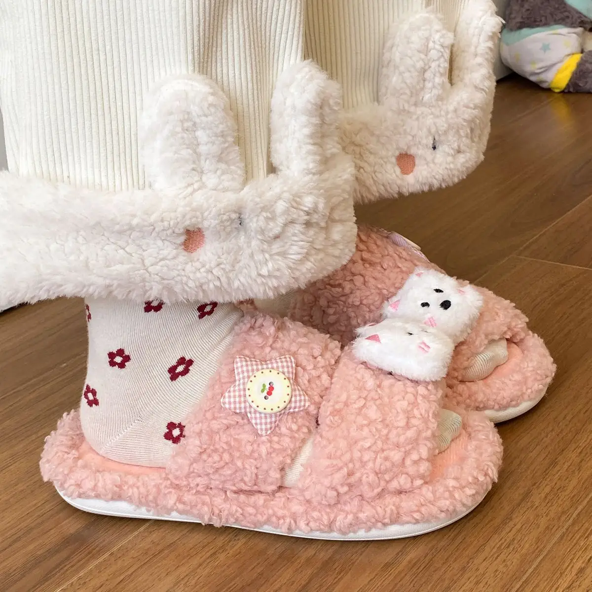 Winter Furry Cartoon Puppy Flats for Women — feature 31