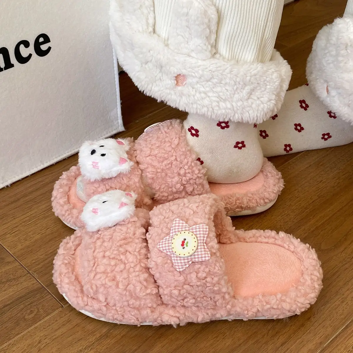 Winter Furry Cartoon Puppy Flats for Women — feature 32