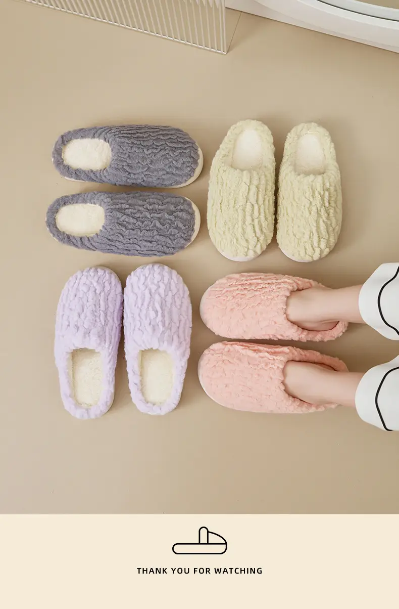 New Women's Pink Furry Slippers Warm Indoor — feature 13