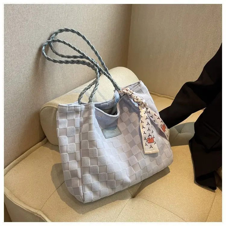 Women's Canvas Shoulder Bag Yellow White Patterned Tassel — feature 20