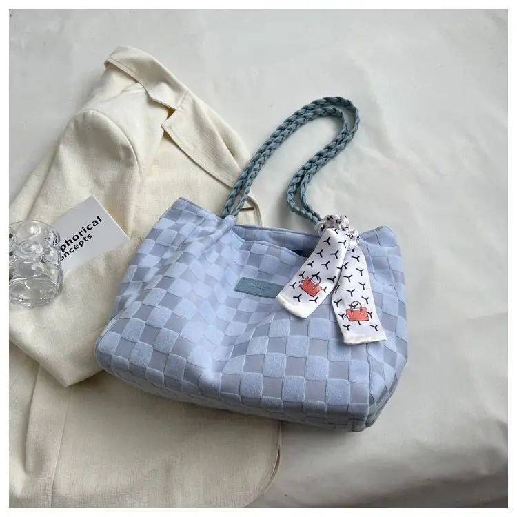 Women's Canvas Shoulder Bag Yellow White Patterned Tassel — feature 22
