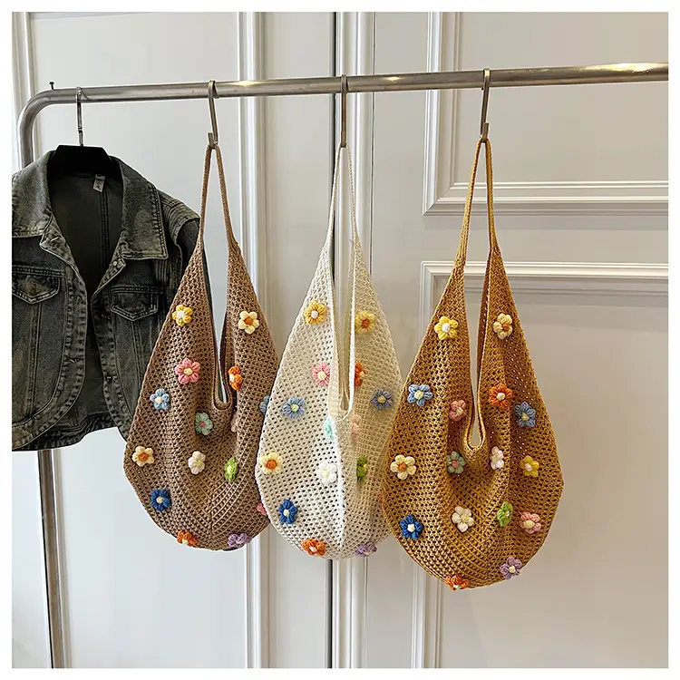 New Korean Style Women's Shoulder Tote Bag with Floral Embellishments — feature 12