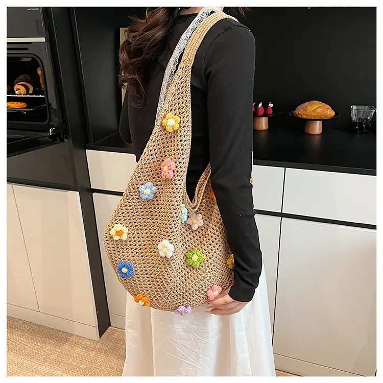 New Korean Style Women's Shoulder Tote Bag with Floral Embellishments — feature 20