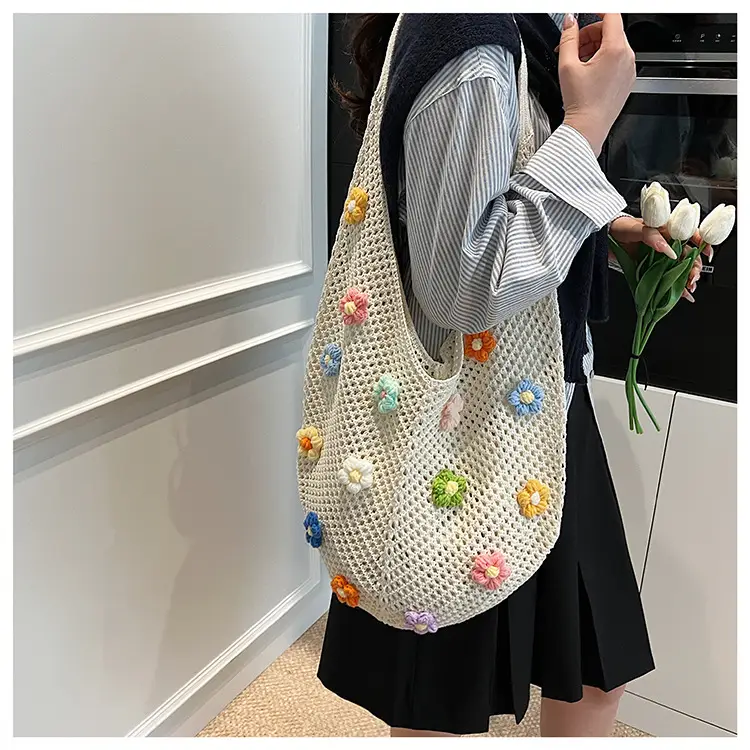 New Korean Style Women's Shoulder Tote Bag with Floral Embellishments — feature 29