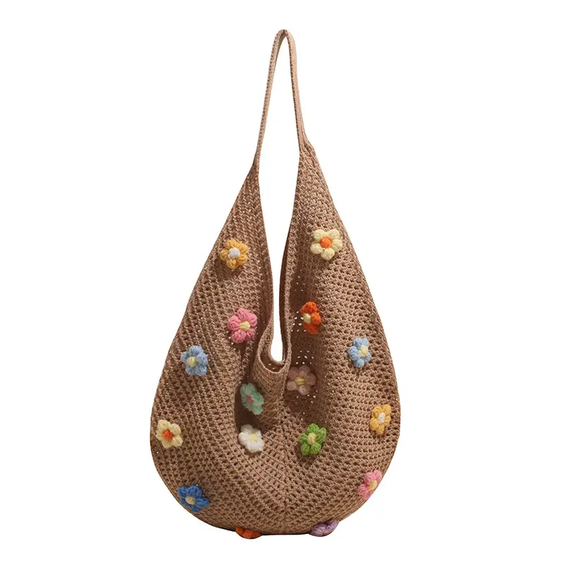 New Korean Style Women's Shoulder Tote Bag with Floral Embellishments - Image 2